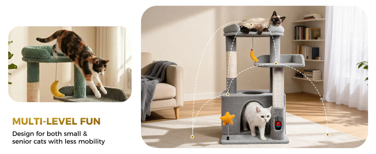 MULTI-LEVELFUN
Design for both small & senior cats with less mobility