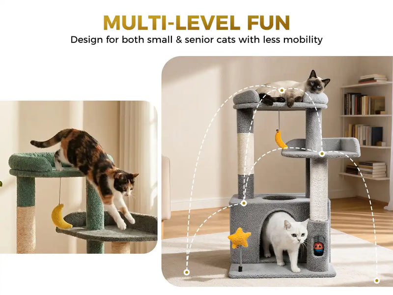 MULTI-LEVELFUN
Design for both small & senior cats with less mobility