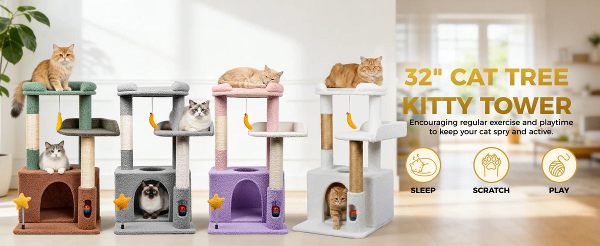 32"CATTREE
KITTYTOWER
Encouraging regular exercise and playtime to keep your cat spry and active.