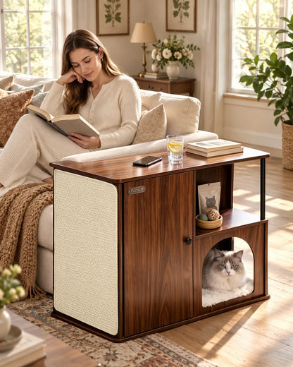 Sofa-Side Cat Scratch End Table