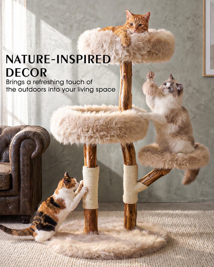 NATURE-INSPIRED DECOR, Bringsa refreshing touch of the outdoors into your living space | Purrlato Natural Wood Cat Tree Beige