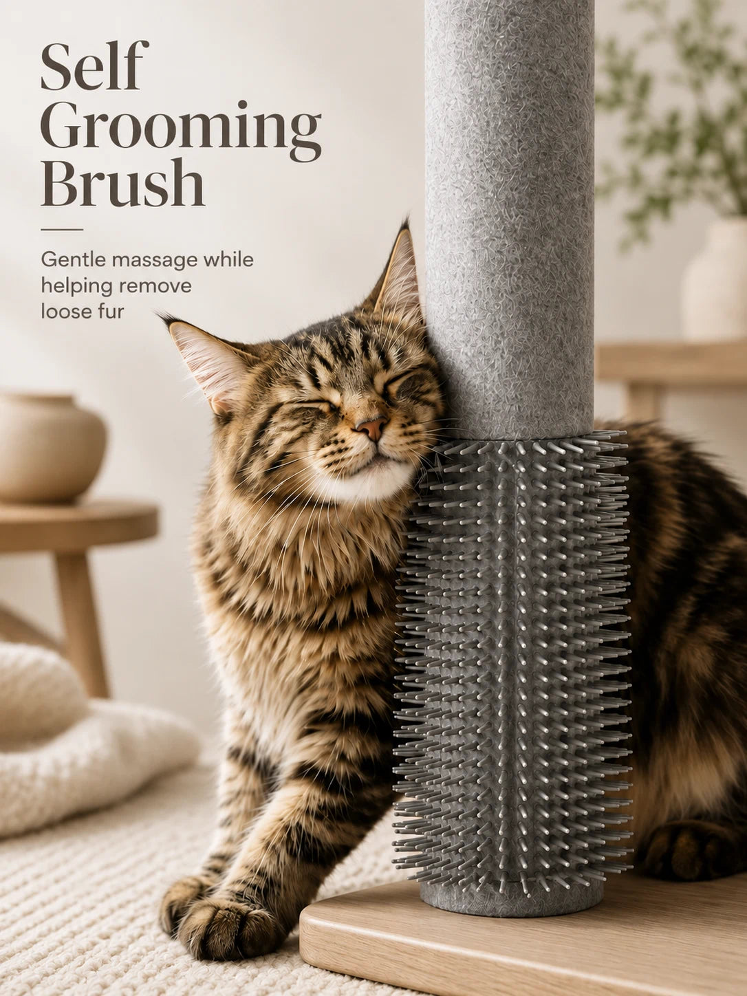 Self Grooming Brush, Gentle massage while helping remove loose fur | Purrlato Urban Modern Cat Tree 