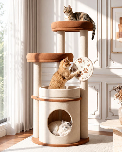 Purrlato Velvet Cat Tower Beige