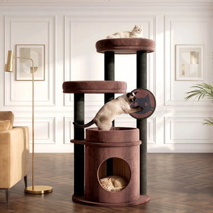 Purrlato Velvet Cat Tower, Brown