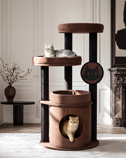 Purrlato Velvet Cat Tower, Brown