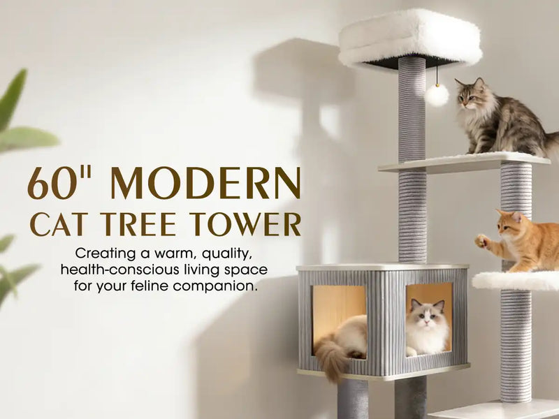 60" MODERN CAT TREE TOWER
Creating a warm, quality. health-conscious living space for your feline companion.
