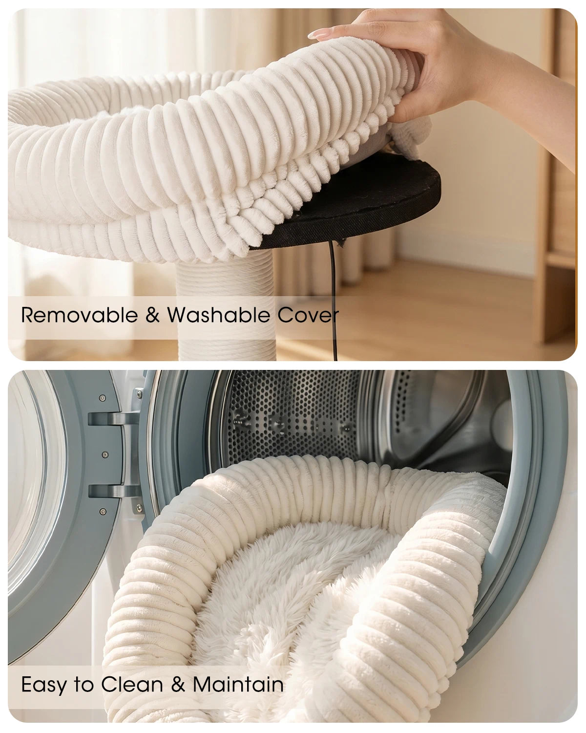 Purrlato Walnut Prestige - 2 Condos Cat Tree Removable &Washable Cover Easy to Clean & Maintain