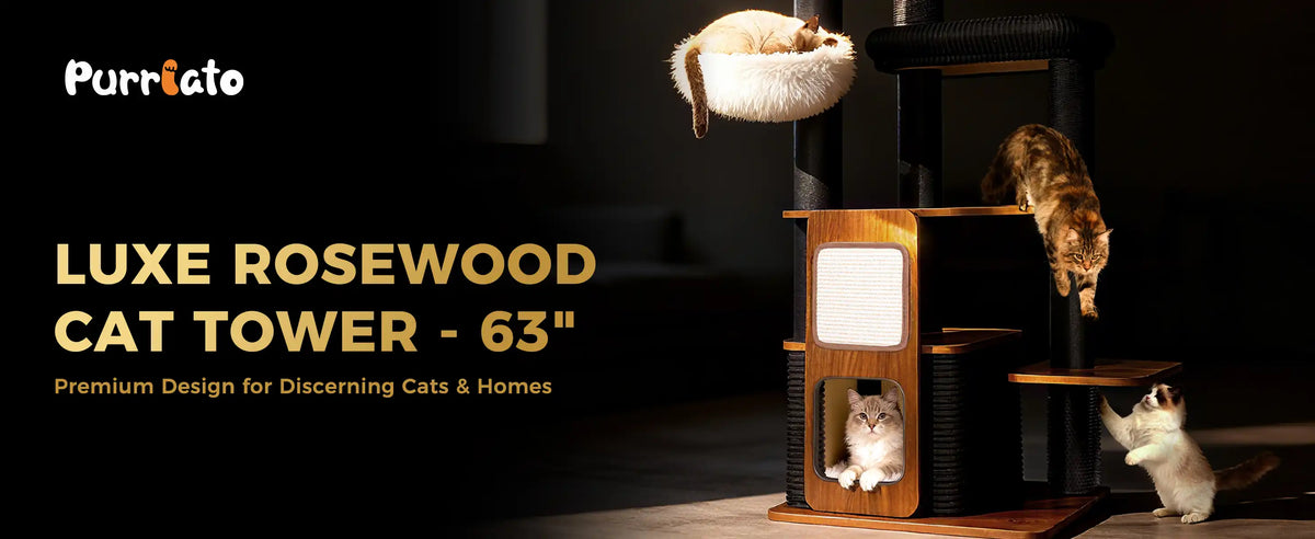 LUXE ROSEWOOD
CAT TOWER-63"
Premium Design for Discerning Cats & Homes